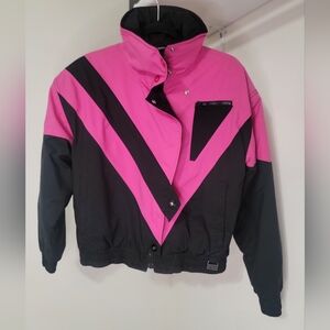 Vintage White Stag Skiwear Ski Jacket Woman’s Small Retro 80s Ski Black & Pink